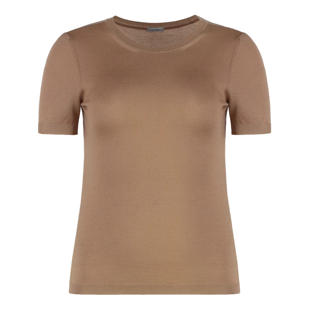 Malo Kasjmier Ribgebreide Korte Mouw Trui Brown Dames
