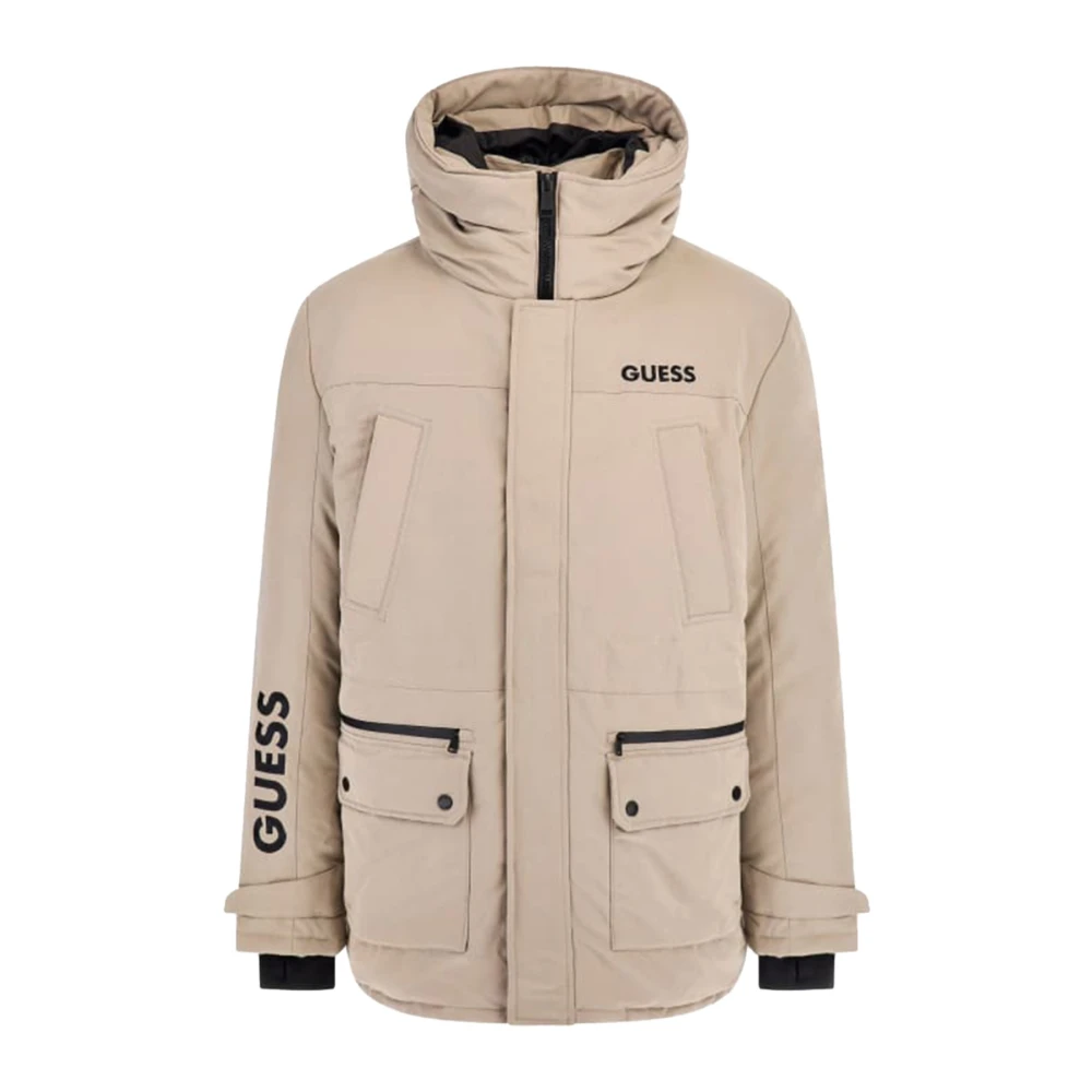 Guess Winter Hooded Jacket Beige Heren