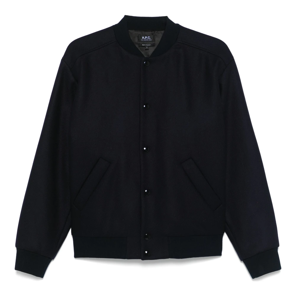 A.p.c. Blauwe Chenille Patch Jassen met Drukknoopsluiting Blue Heren
