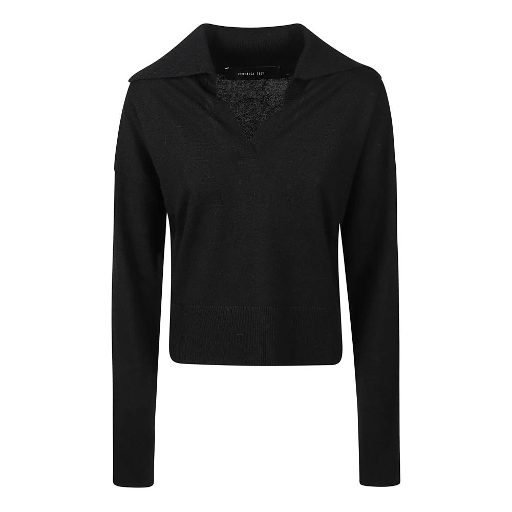 Federica Tosi Stijlvolle Polo Neck Sweater Black Dames