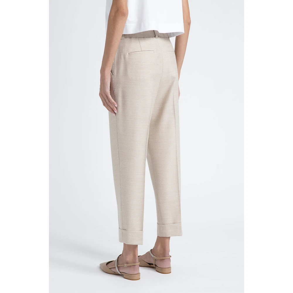 PESERICO Loro Piana jaspé comfort wollen stoffen broek Beige Dames