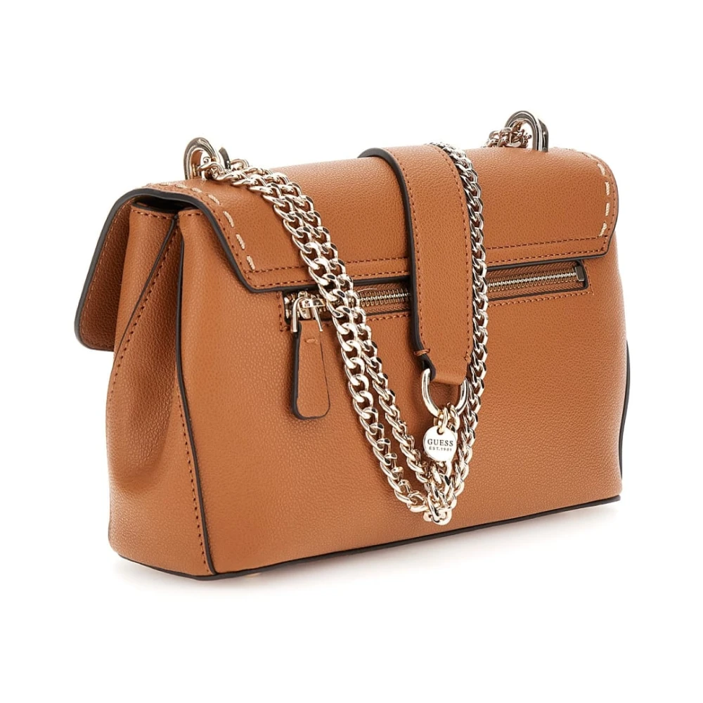 Guess Anadela 3 Compartiment Satchel Tas Karamel Brown Dames