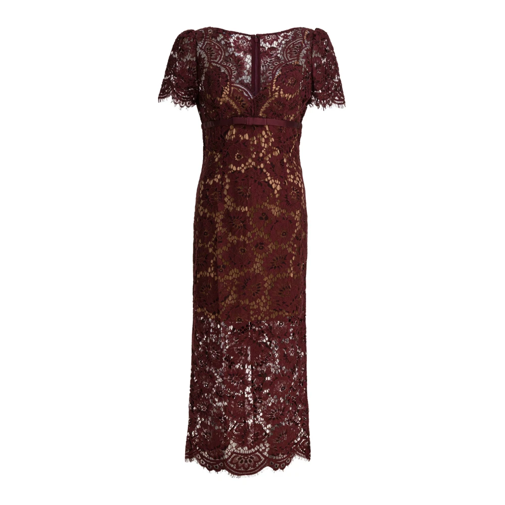 Self Portrait Women's Red Midi Dresses, Xs, Floral Lace Midi Dress