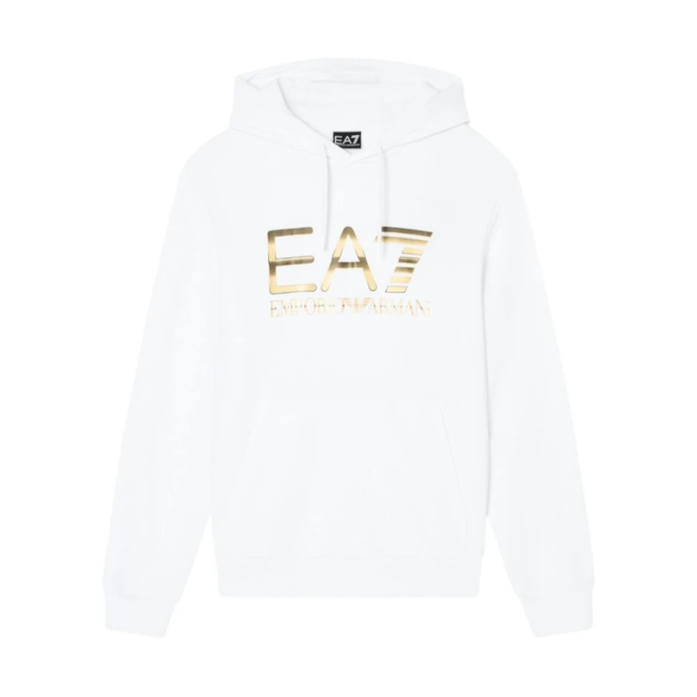 Emporio Armani Ea7 Mannelijk Wit Hoodies & Sweatvesten Heren, S, Katoen, Hooded Sweatshirt