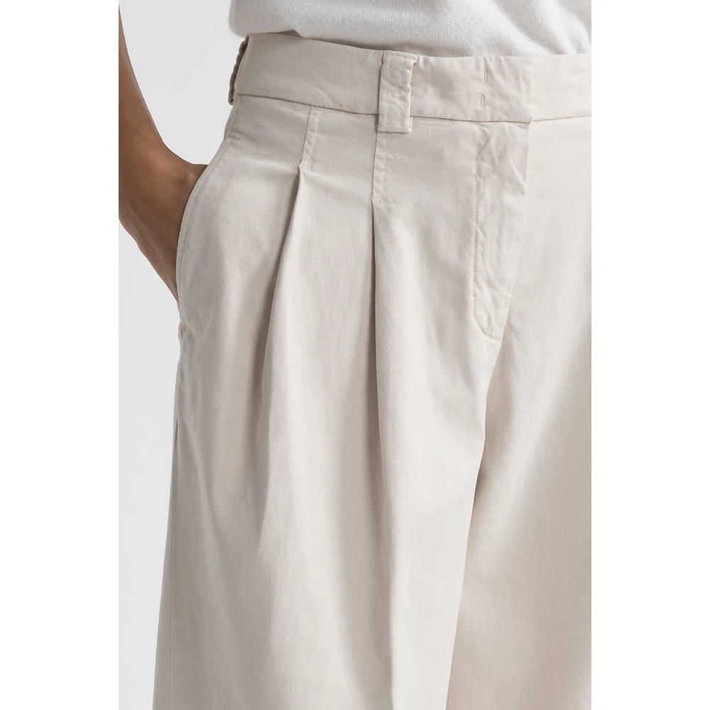 PESERICO Geplooide broek in katoen zijde gabardine en tencel Beige Dames