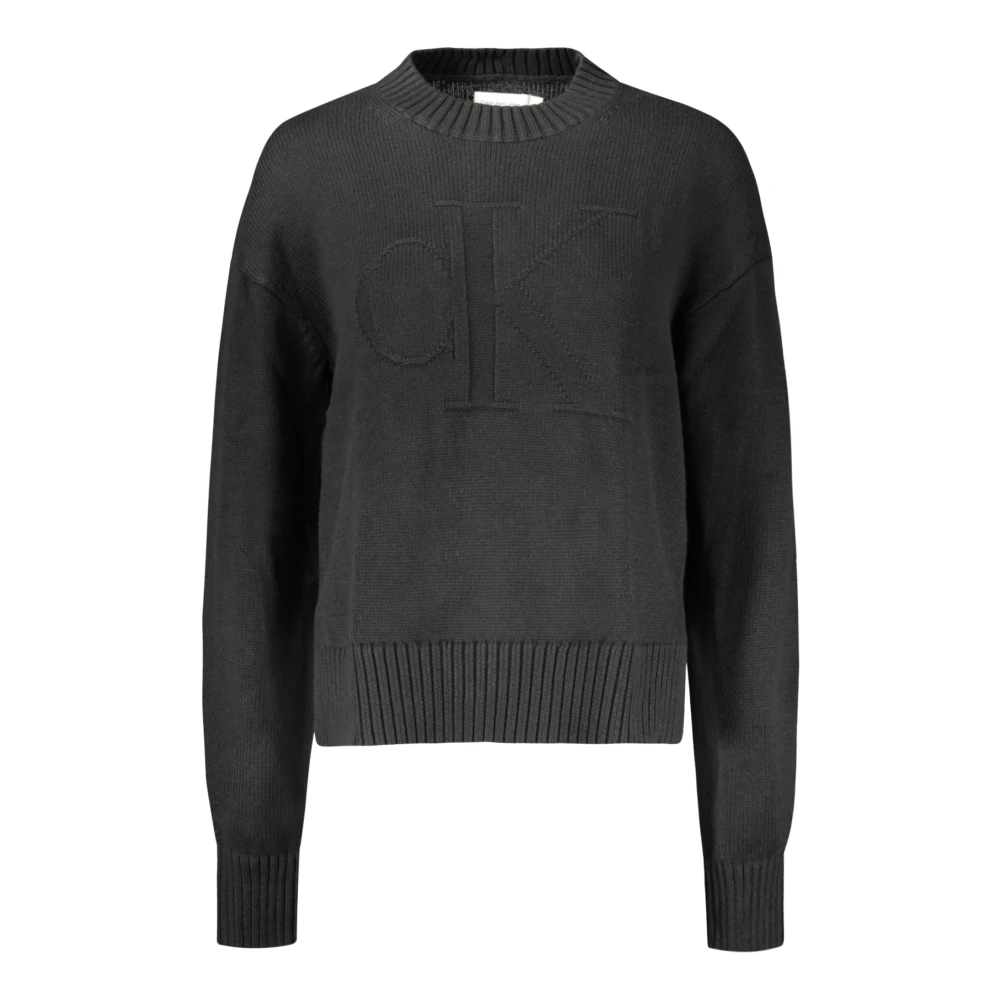 Calvin Klein Women's Black Cotton Wool Monogram Jumper