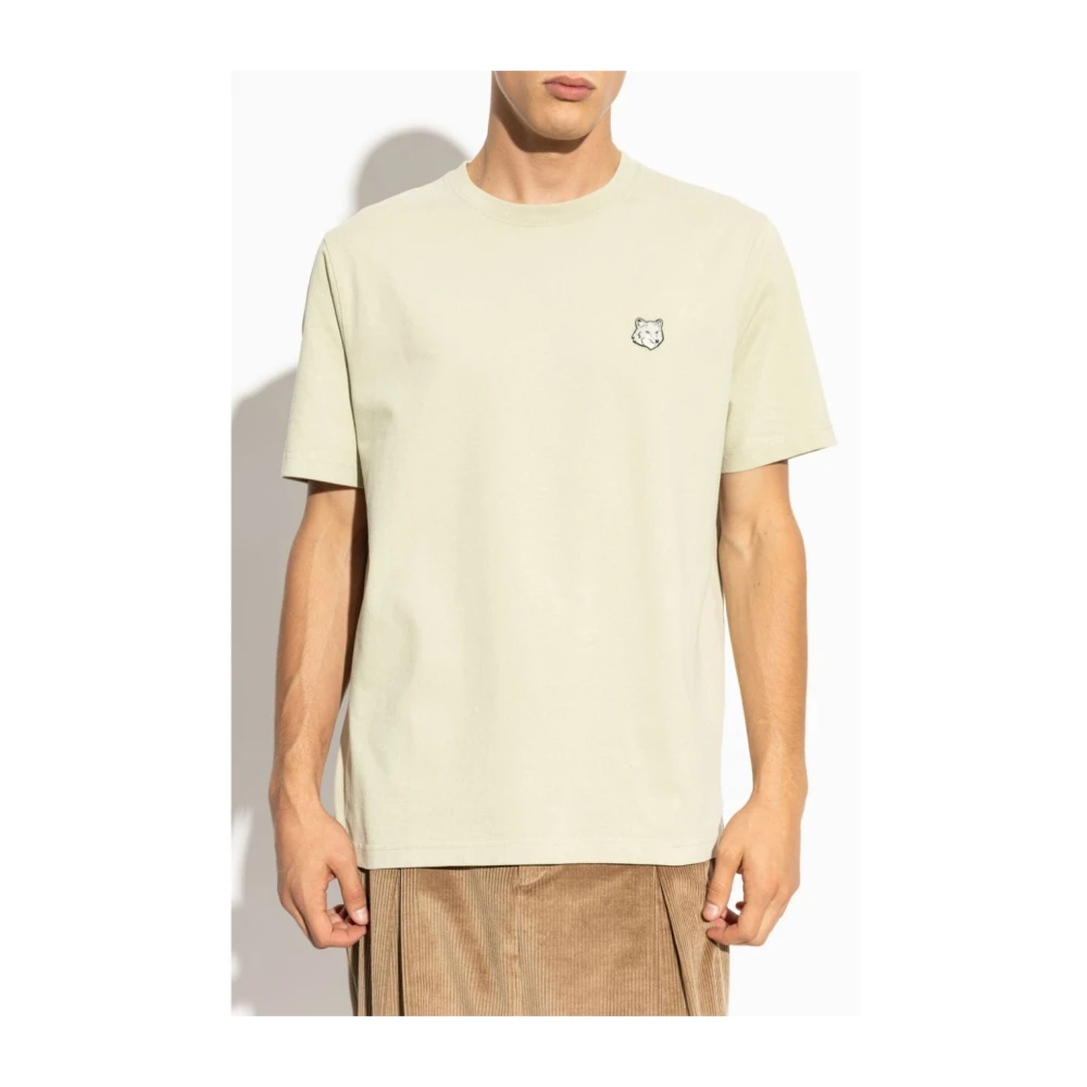 Maison Kitsuné Bold Fox Head Jersey T-shirt Beige Heren