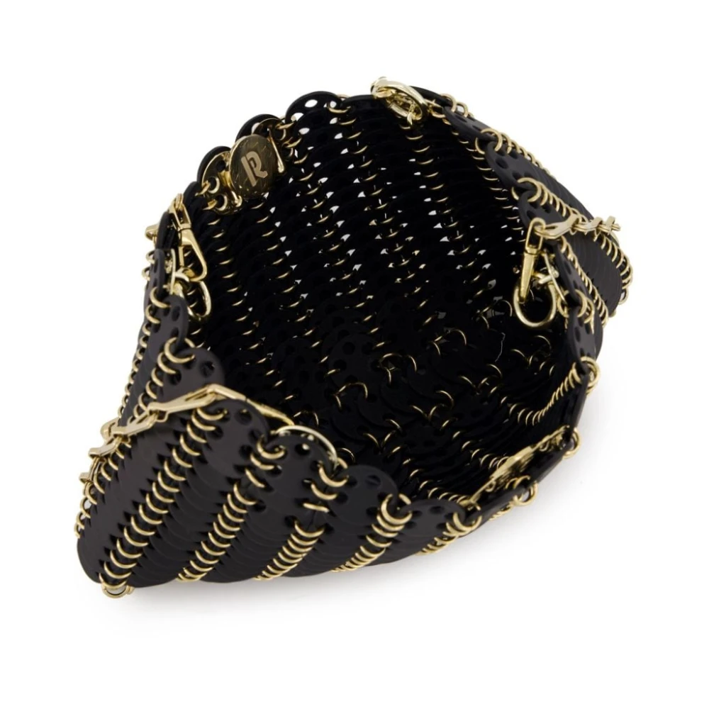 Paco Rabanne Zwarte leren schoudertas met gouden detail Black Dames