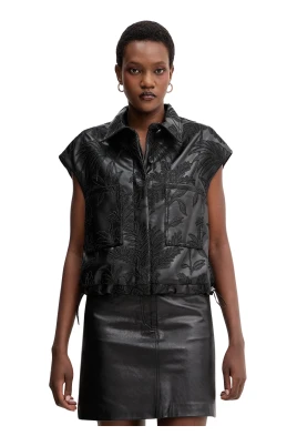 Chantal PU Embro Vest