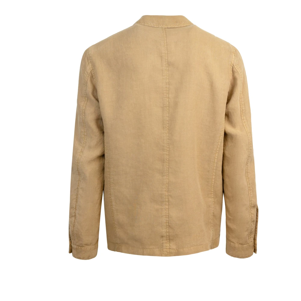 Lubiam Sportieve Camel Overshirt met Contrastknopen Brown Heren