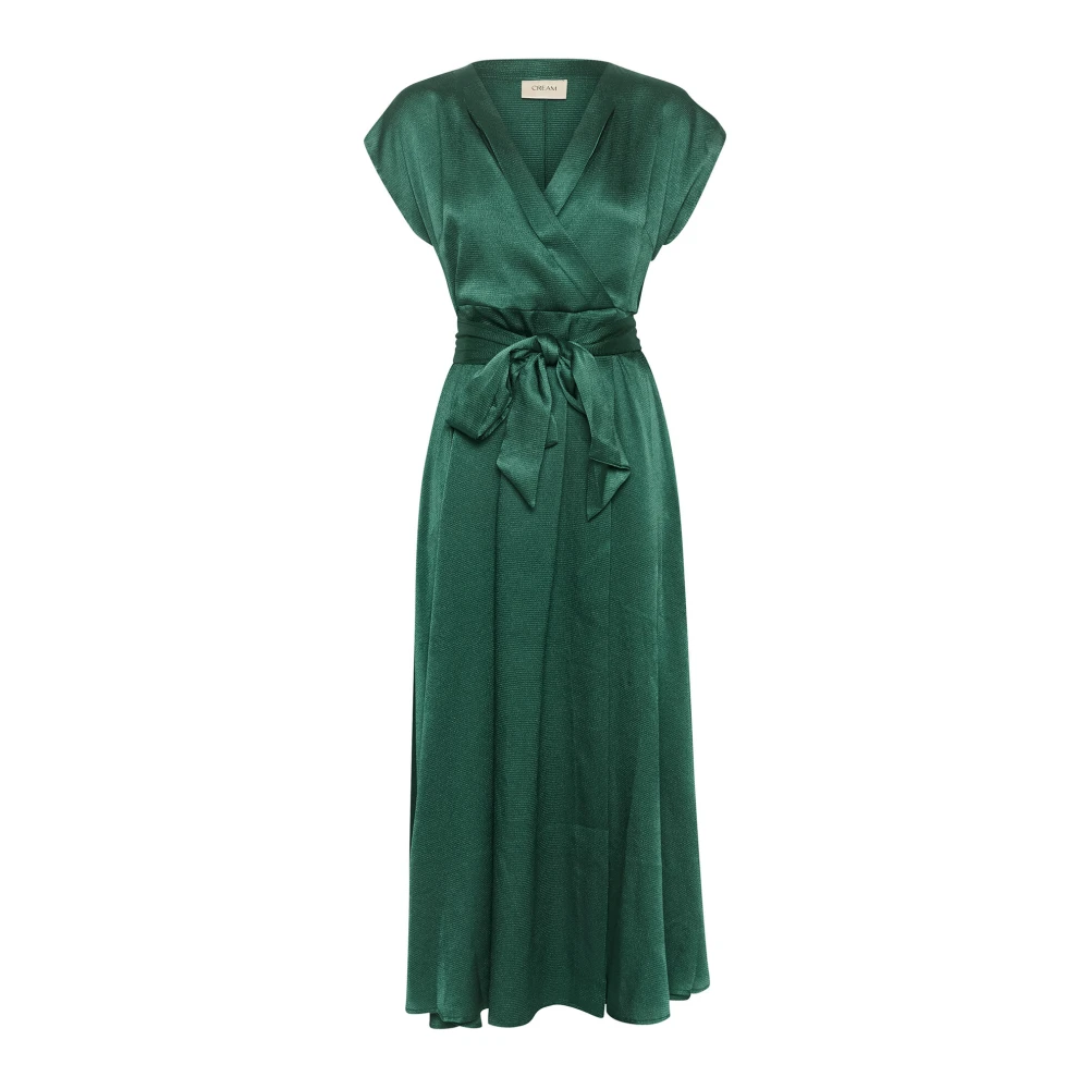 Cream Zeegroene Jurk met V-Hals Green Dames