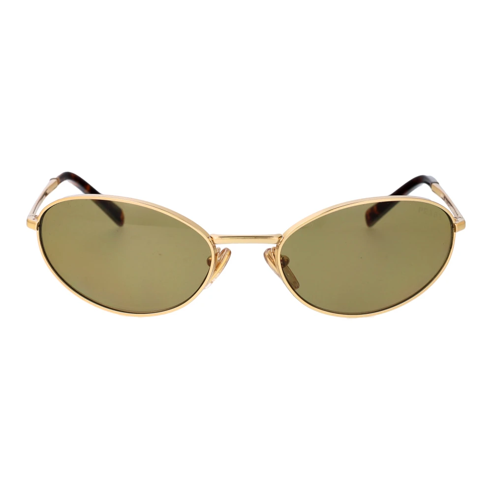 Prada Women's Green Woman Pr A59s 5Ak70g Sunglasses Steel Gold Round Normal - Image 4