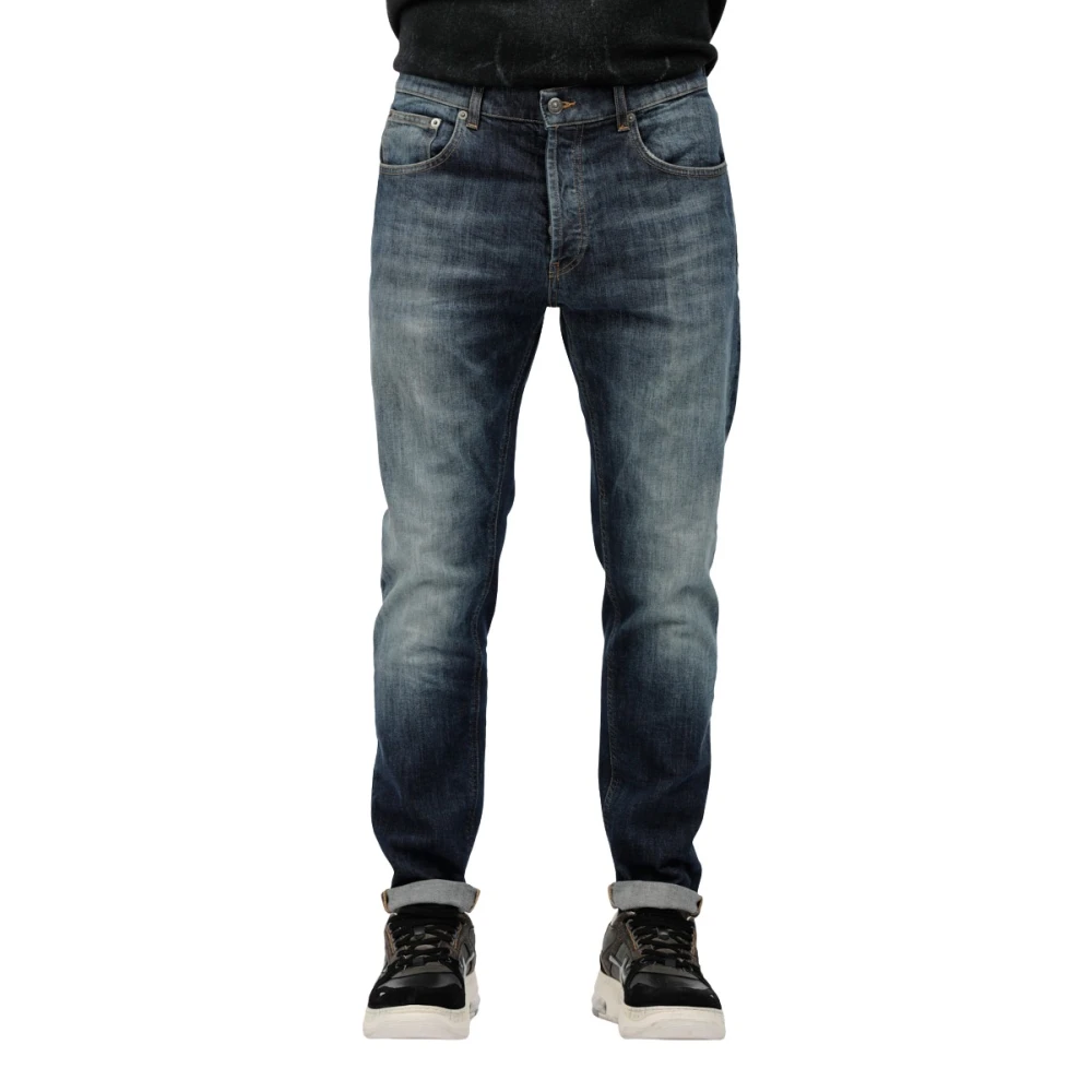 Dondup Donker denim worteljeans stretch Blue Heren