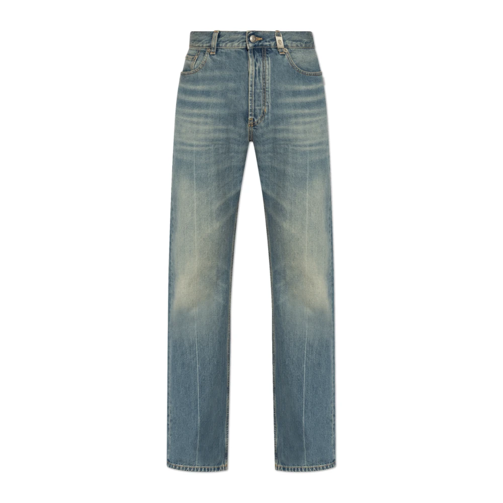Alexander Mcqueen Men's Blue Jeans With Logo - Straight Fit Jeans - M - Jeans