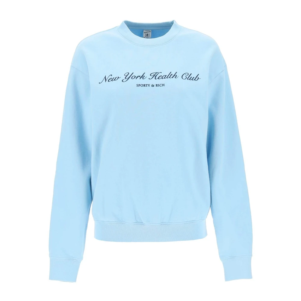 Sporty & Rich Flocked Sweatshirt met Sportief Design Blue Dames