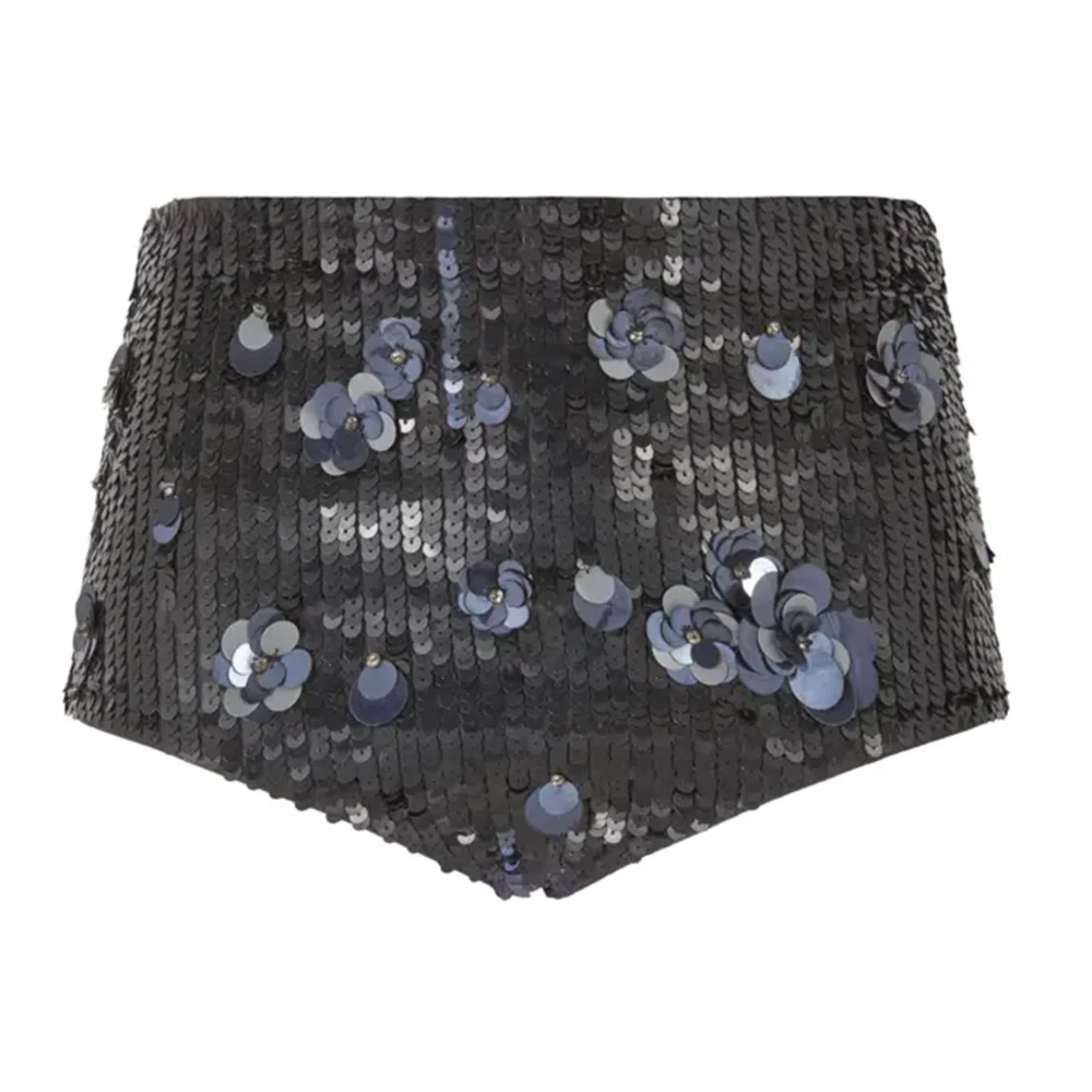 P.a.r.o.s.h. Zwarte Paillet Versierde Hoge Snit Shorts Black Dames
