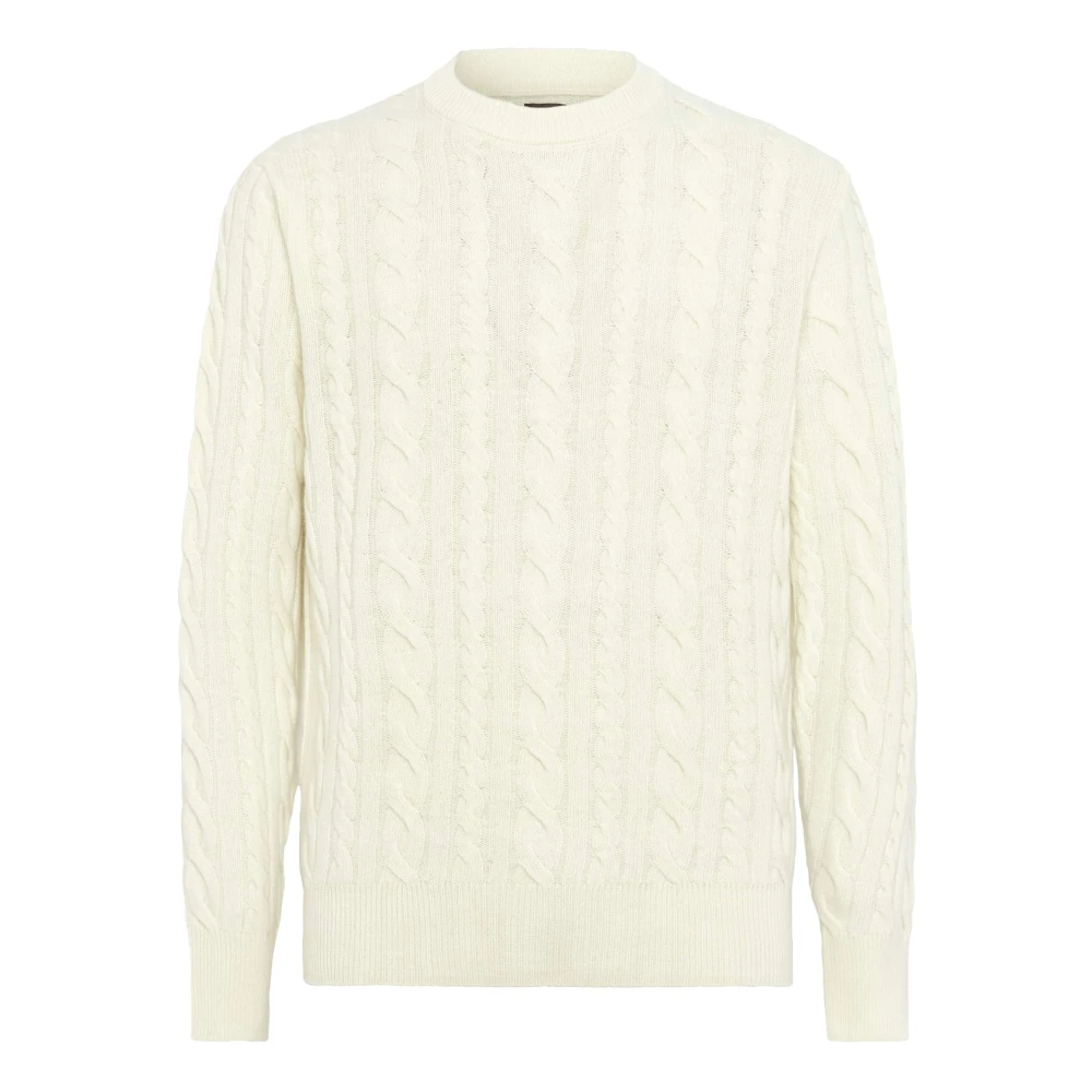 Boggi Milano Wol wollen trui met ronde hals Beige Heren