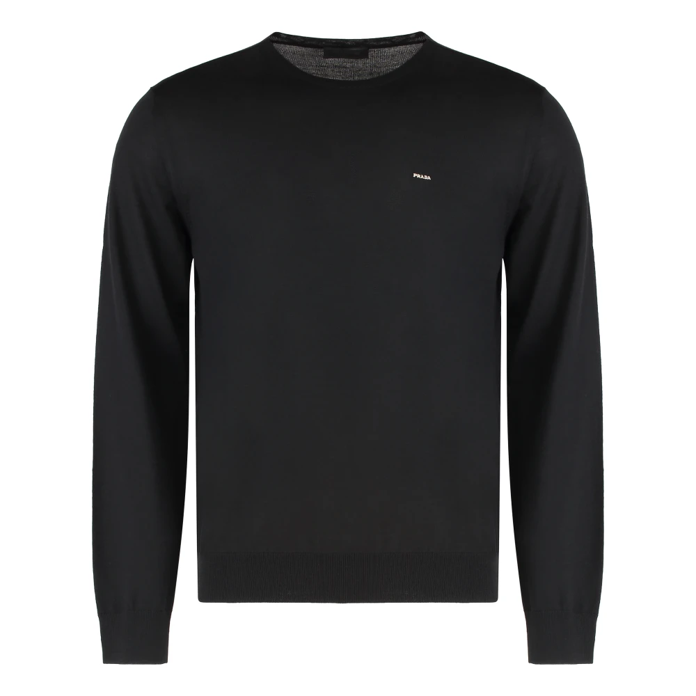 Prada Black Superfine Wool Crew-Neck Jumper - Male - Round-Neck Knitwear - Xl - Knitwear