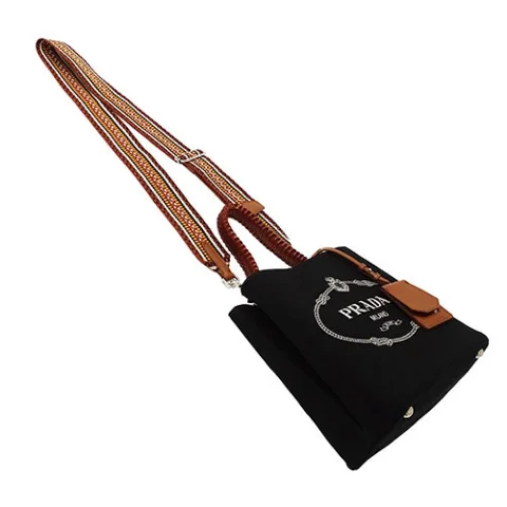 Prada Vintage Pre-owned Canvas shoulder-bags Black Dames