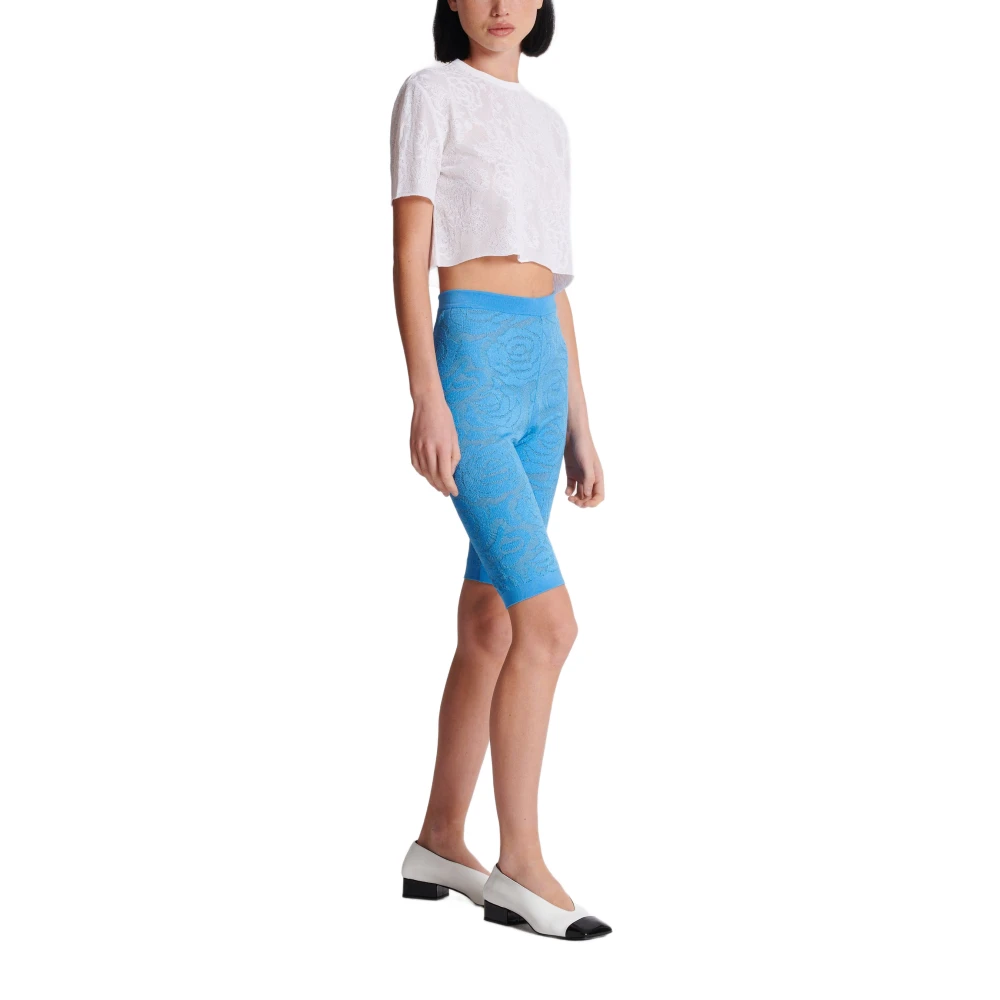 Balmain Korte Kantentop met Bloemenpatroon White Dames