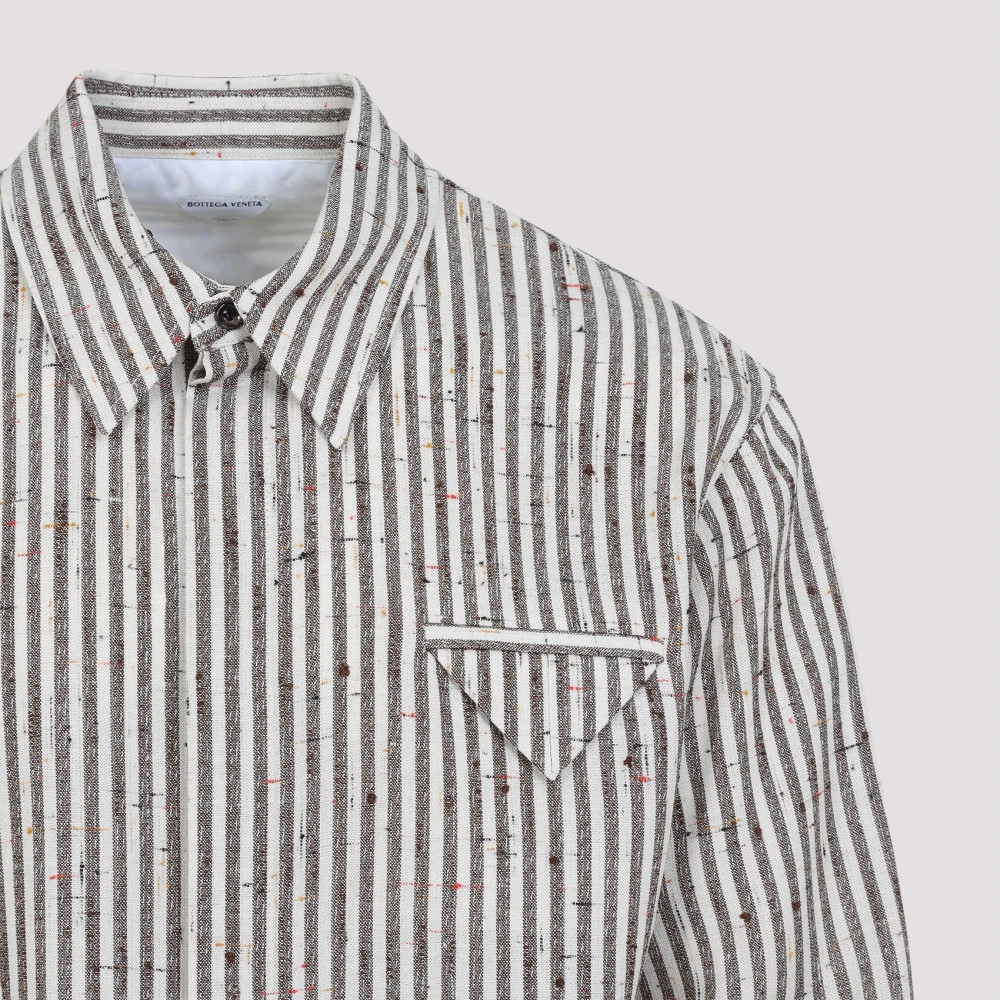 Bottega Veneta Gestreept shirt met lange mouwen Gray Heren