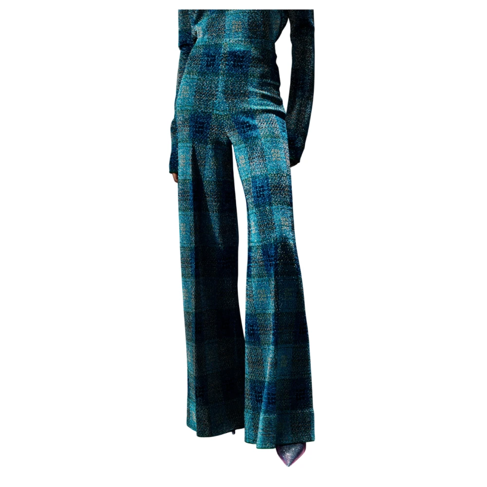 Circus Hotel Wijde Pijp Check Pixel Jacquard Broek Blue Dames