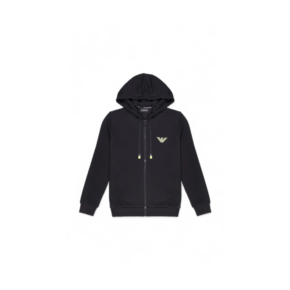 Emporio Armani Zwarte Katoenen Sweatshirt Herfst Winter Collectie Black Heren