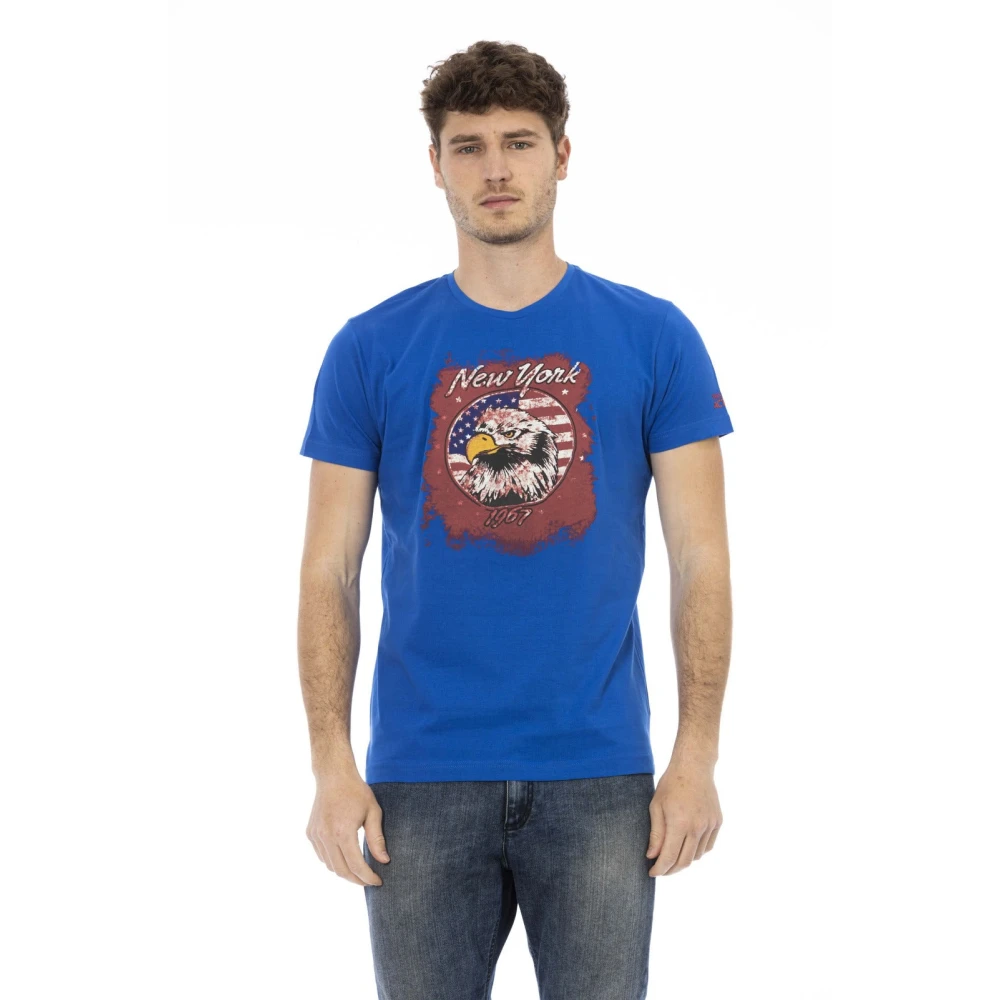 Trussardi Men's Blue T-Shirts, L, Casual Short Sleeve Round Neck T-Shirt