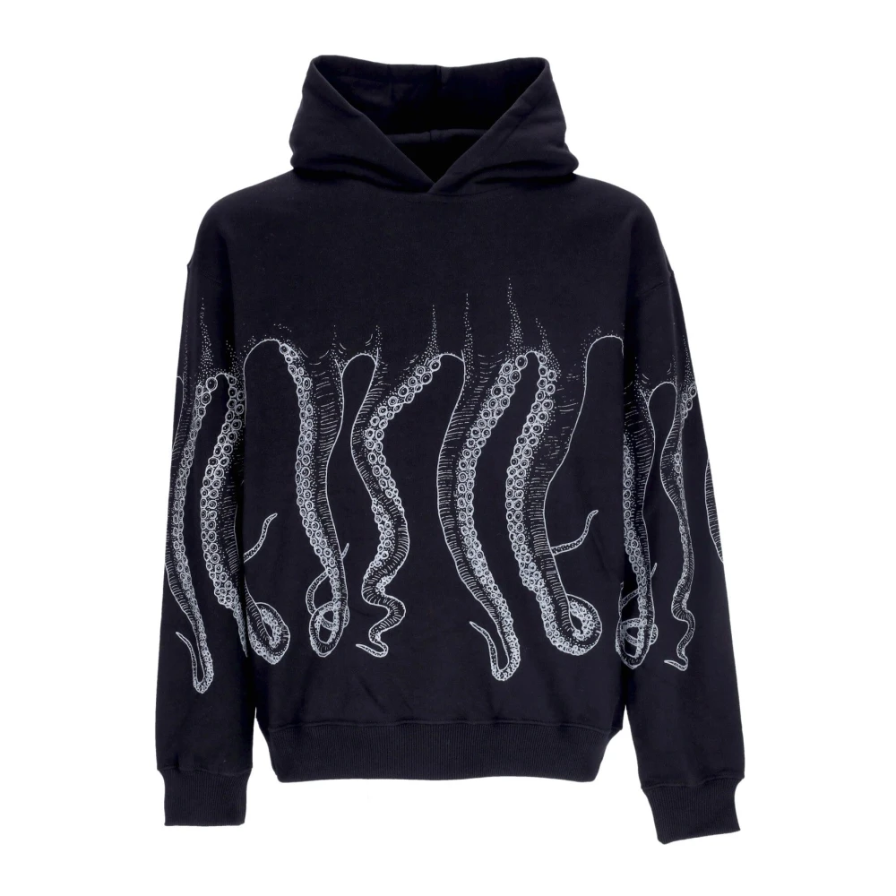 Octopus Men's Black Lightweight Hoodie With Tentacles Print
