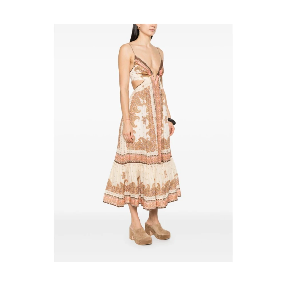 Zimmermann Beige V-Hals Jurk Mode Multicolor Dames