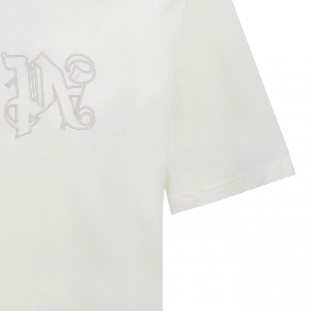 Palm Angels Geborduurd Logo Wit T-Shirt White Heren