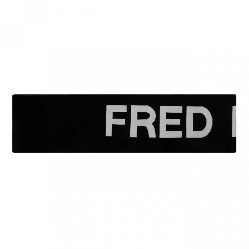 Fred Perry Oversized Zwart en Wit Grafisch Sjaal Black Heren