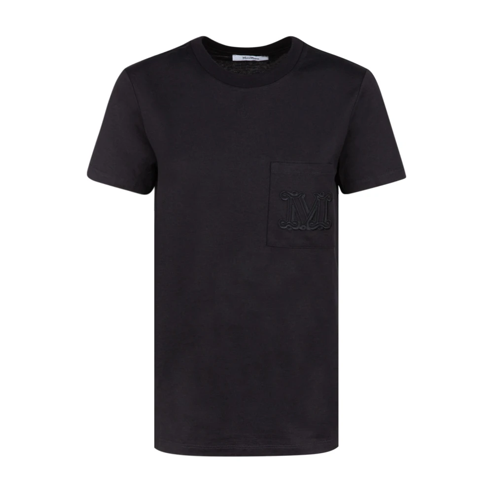 Max Mara Women's Black T-Shirts, Xs, Logo Embroidered T-Shirt
