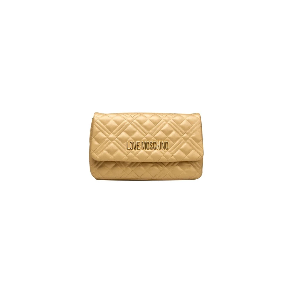 Love Moschino Gouden Crossbody Tas met Klep Sluiting Yellow Dames