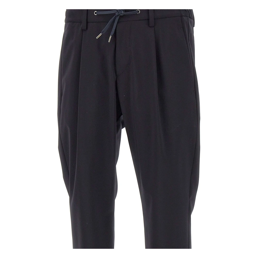 Herno Blauwe Crepe Broek met Elastische Taille Blue Heren