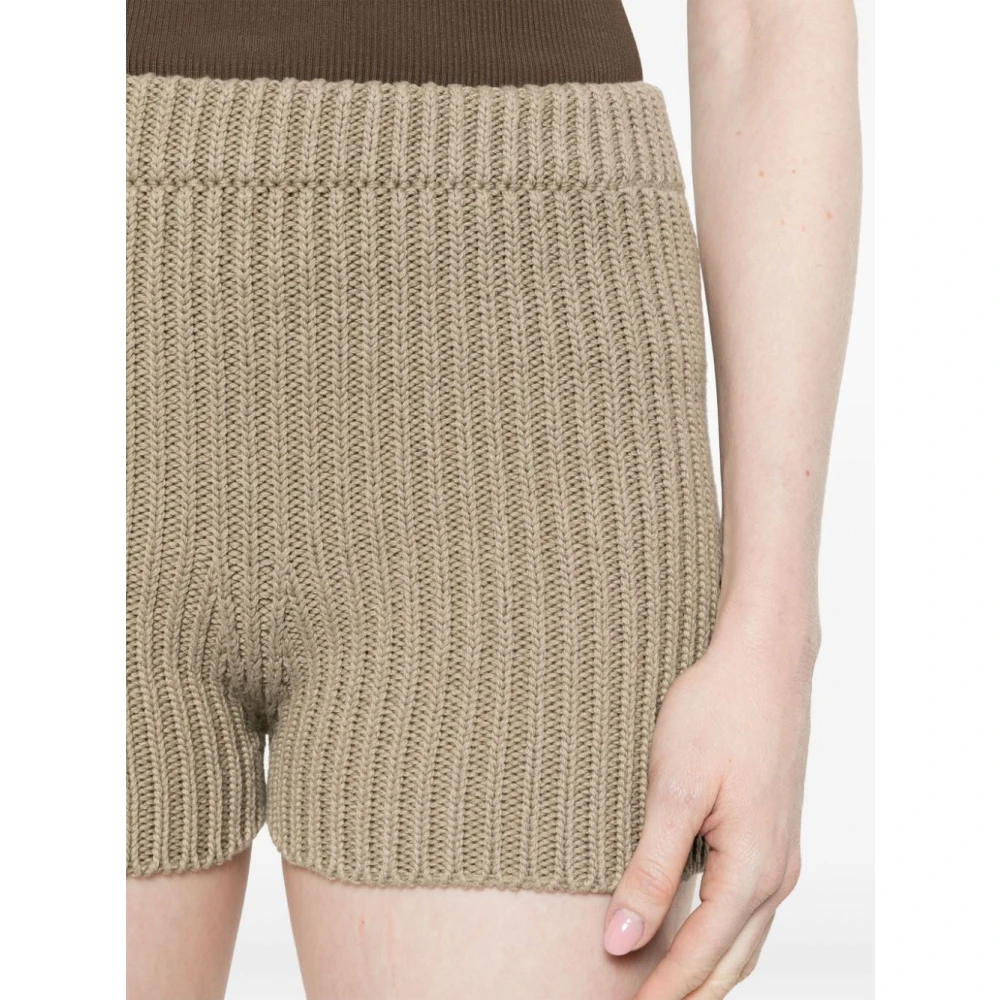 Max Mara Khaki Visserstrui Elastische Taille Shorts Green Dames