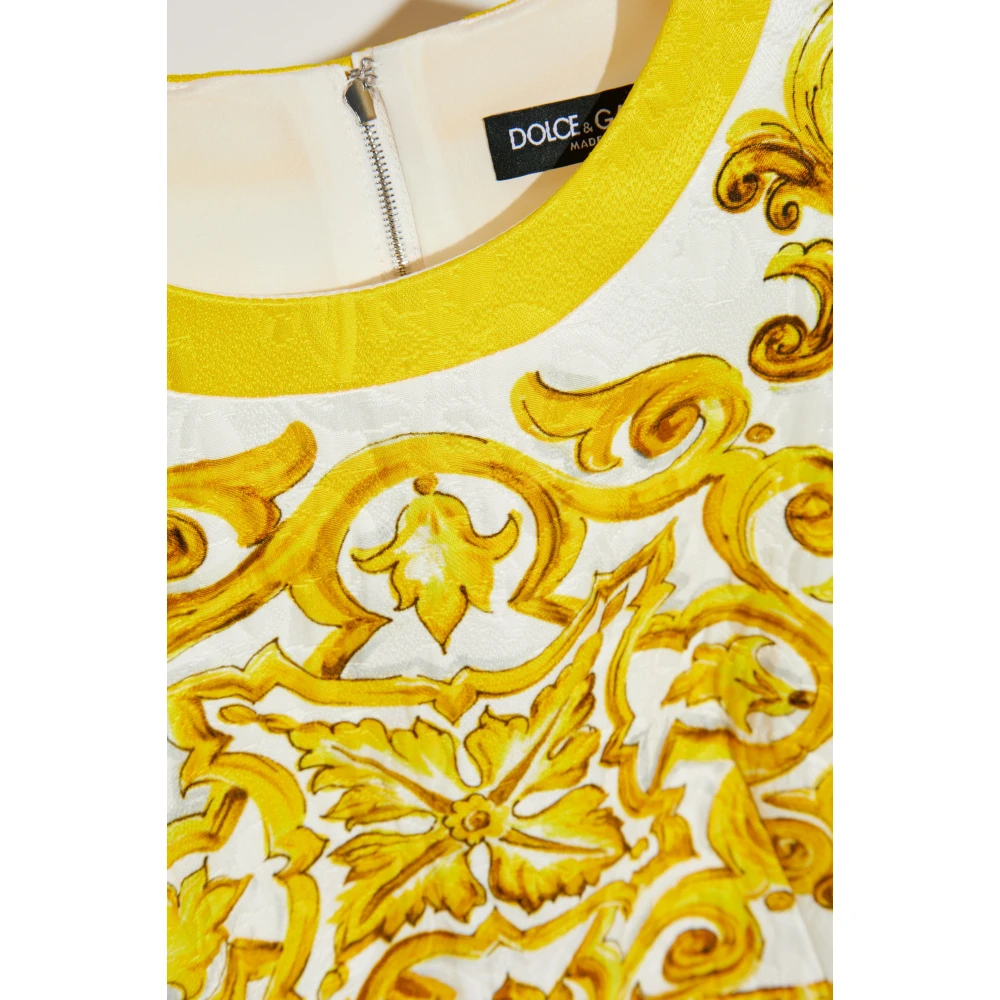 Dolce & Gabbana Jurk met 'Majolica' print Yellow Dames