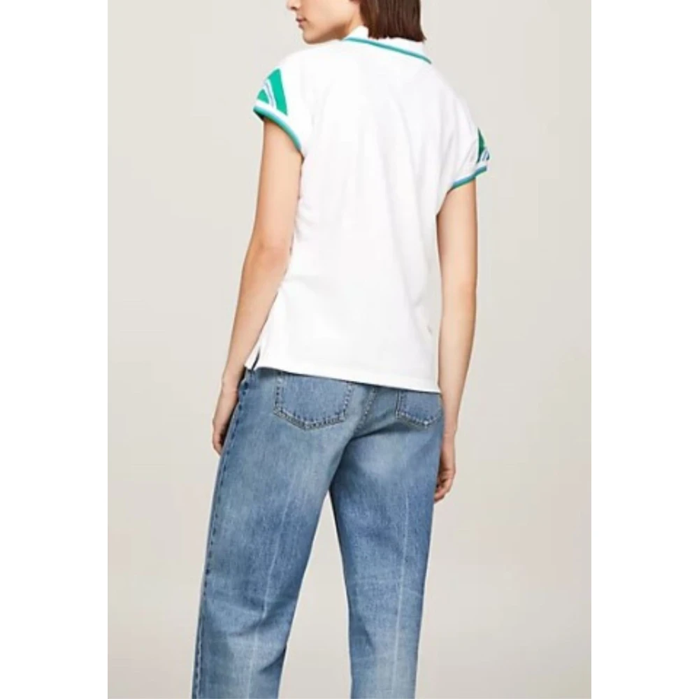 Tommy Hilfiger Gestreept Polo Shirt met Kapmouwen White Dames