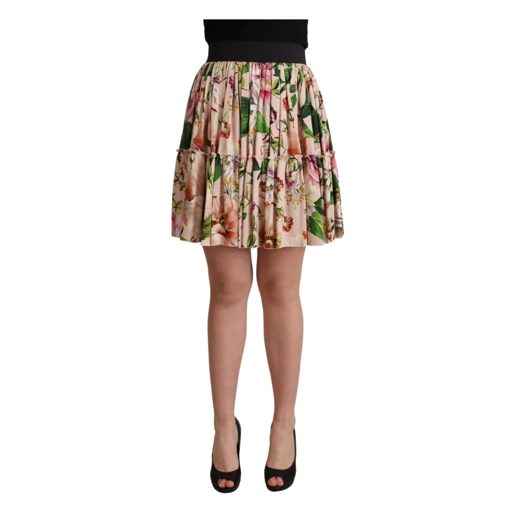 Dolce & Gabbana Women's Elegant Floral Silk High Waist Mini Skirt
