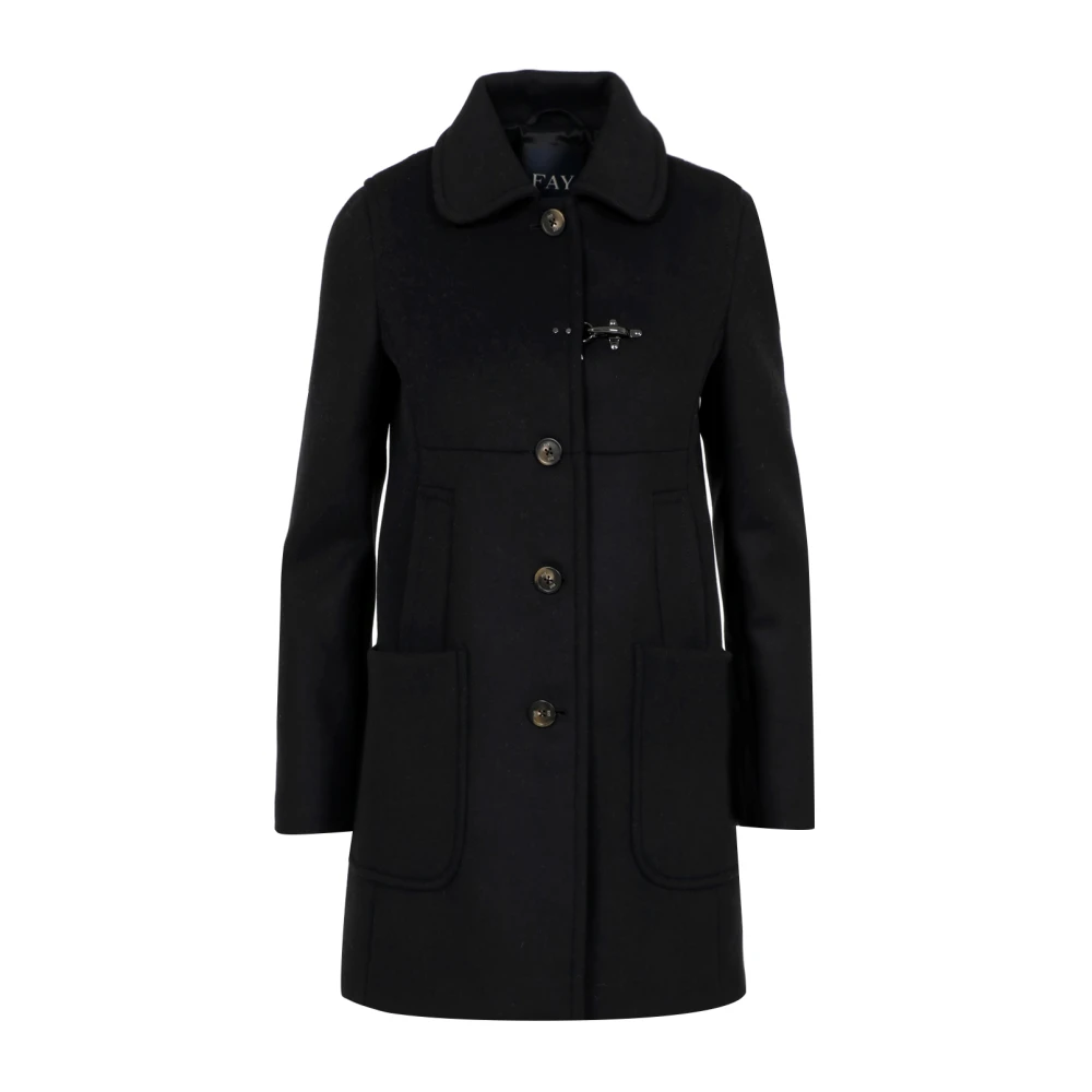 Fay Urban Coat Zwart Wol Kasjmier Mix Black Dames