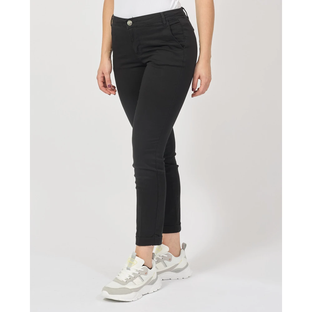Fracomina Zwarte Carrot Mom Fit Broek Black Dames