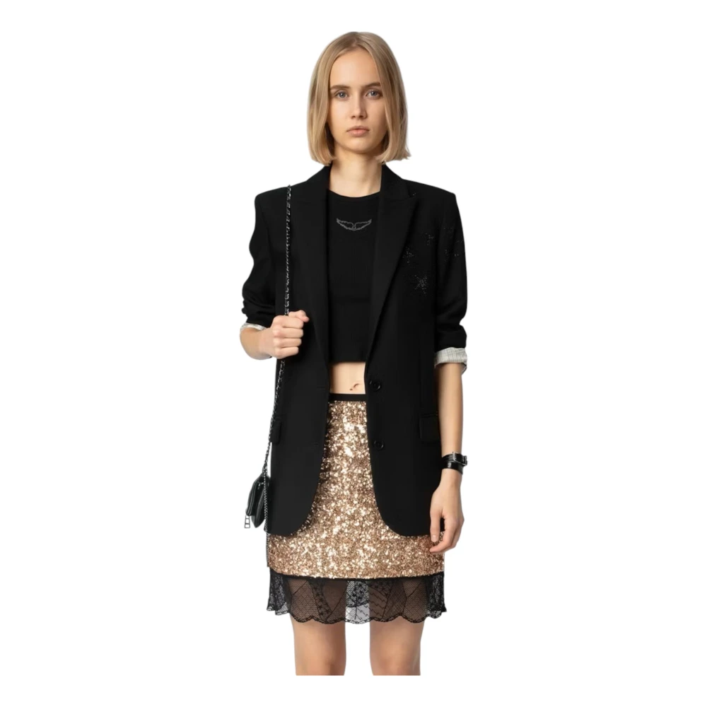 Zadig & Voltaire Gouden Paillet Minirok Yellow Dames