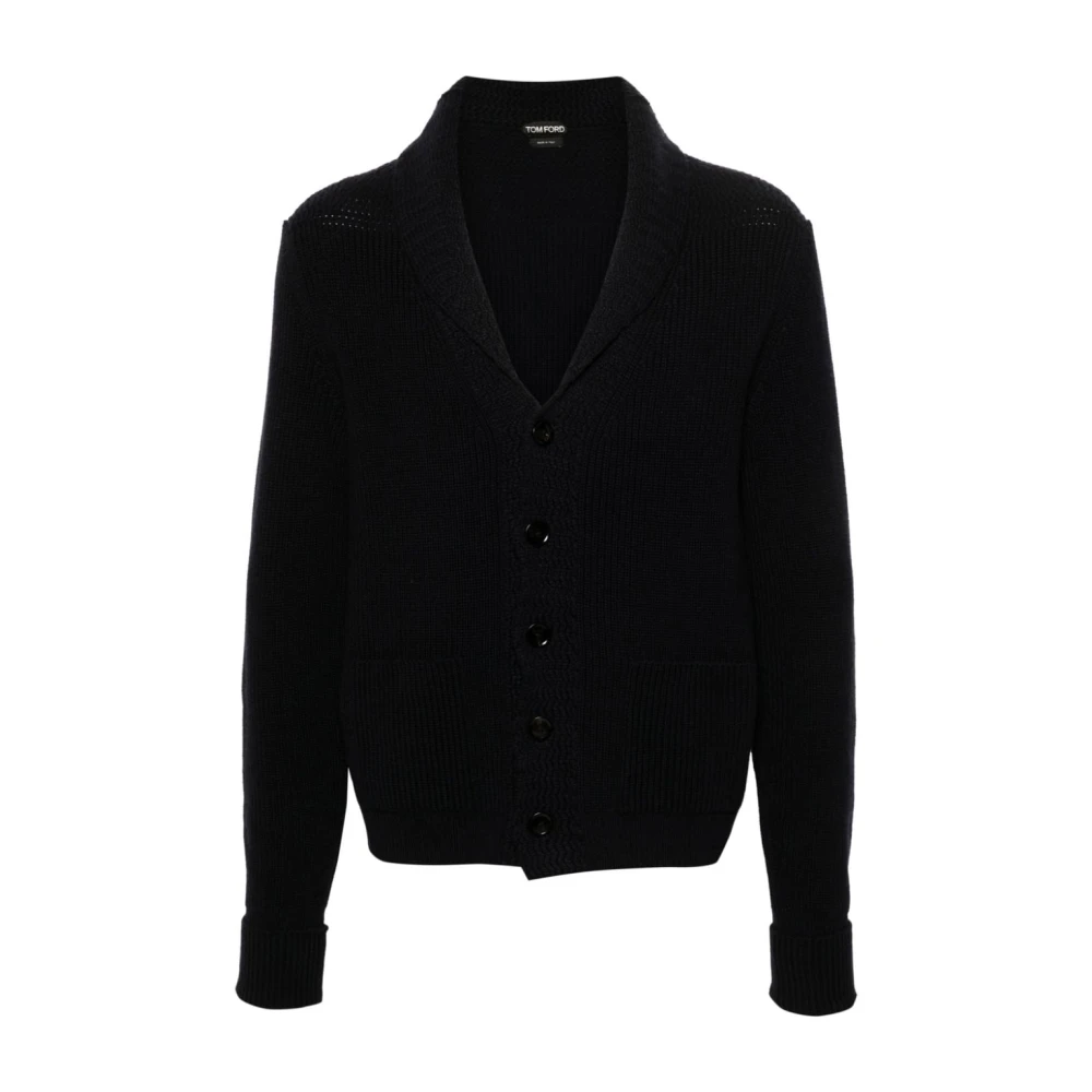 Tom Ford Navy Blue Cashmere Cardigan Sweater Blue Heren