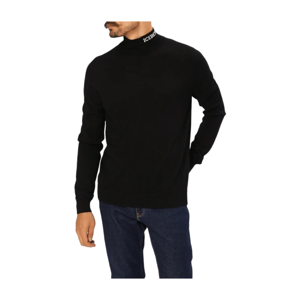 Iceberg Zwarte Coltrui Katoenen Trui Black Heren
