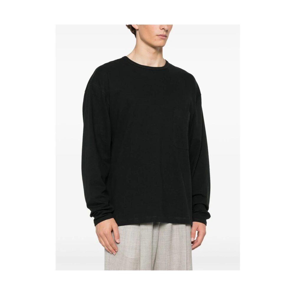 Lemaire Zwarte Ronde Hals Lange Mouw T-shirt Black Heren