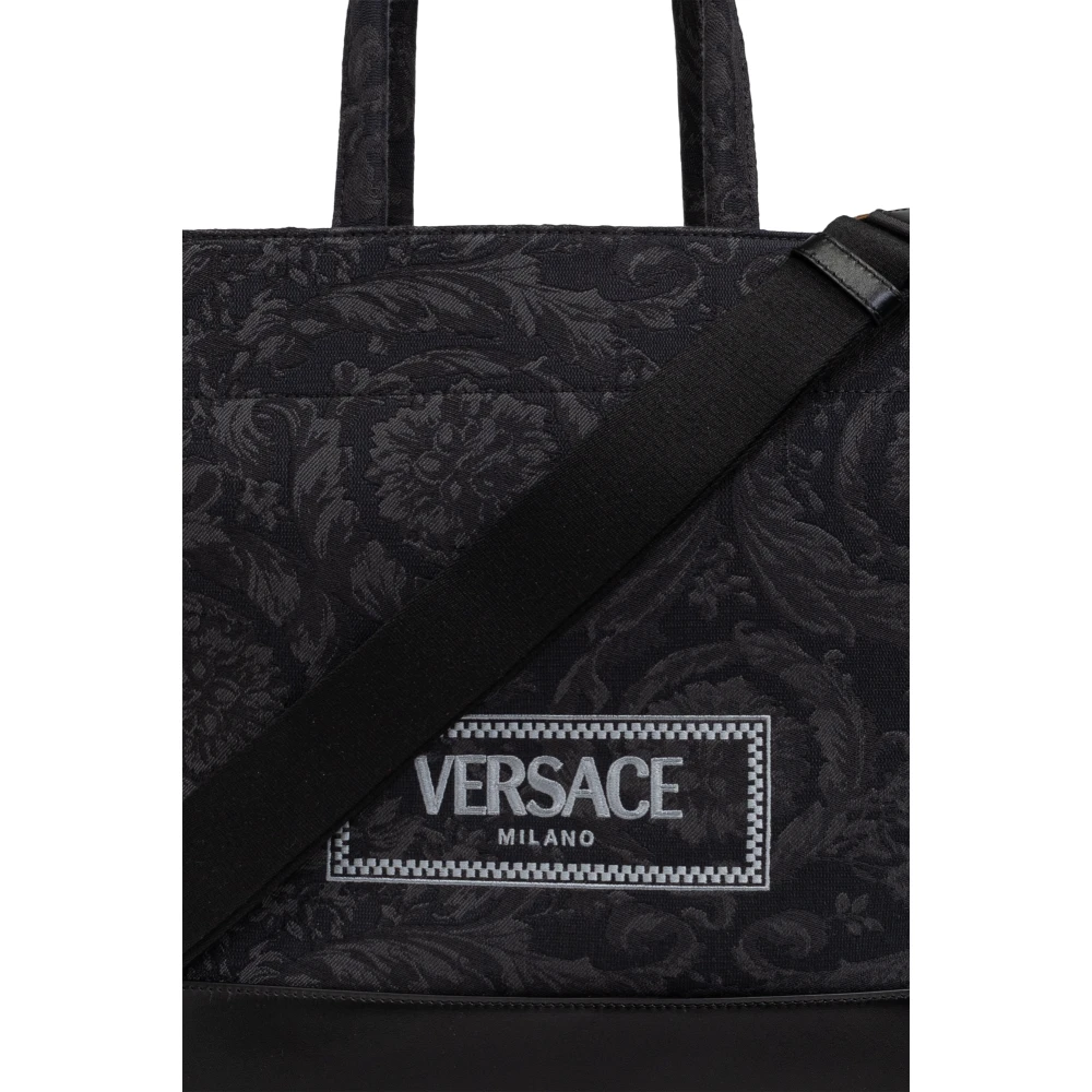 Versace Tas met geborduurd logo Black Unisex