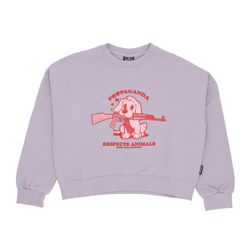 Propaganda Puppy Croptop Crewneck Sweatshirt Purple, Dam