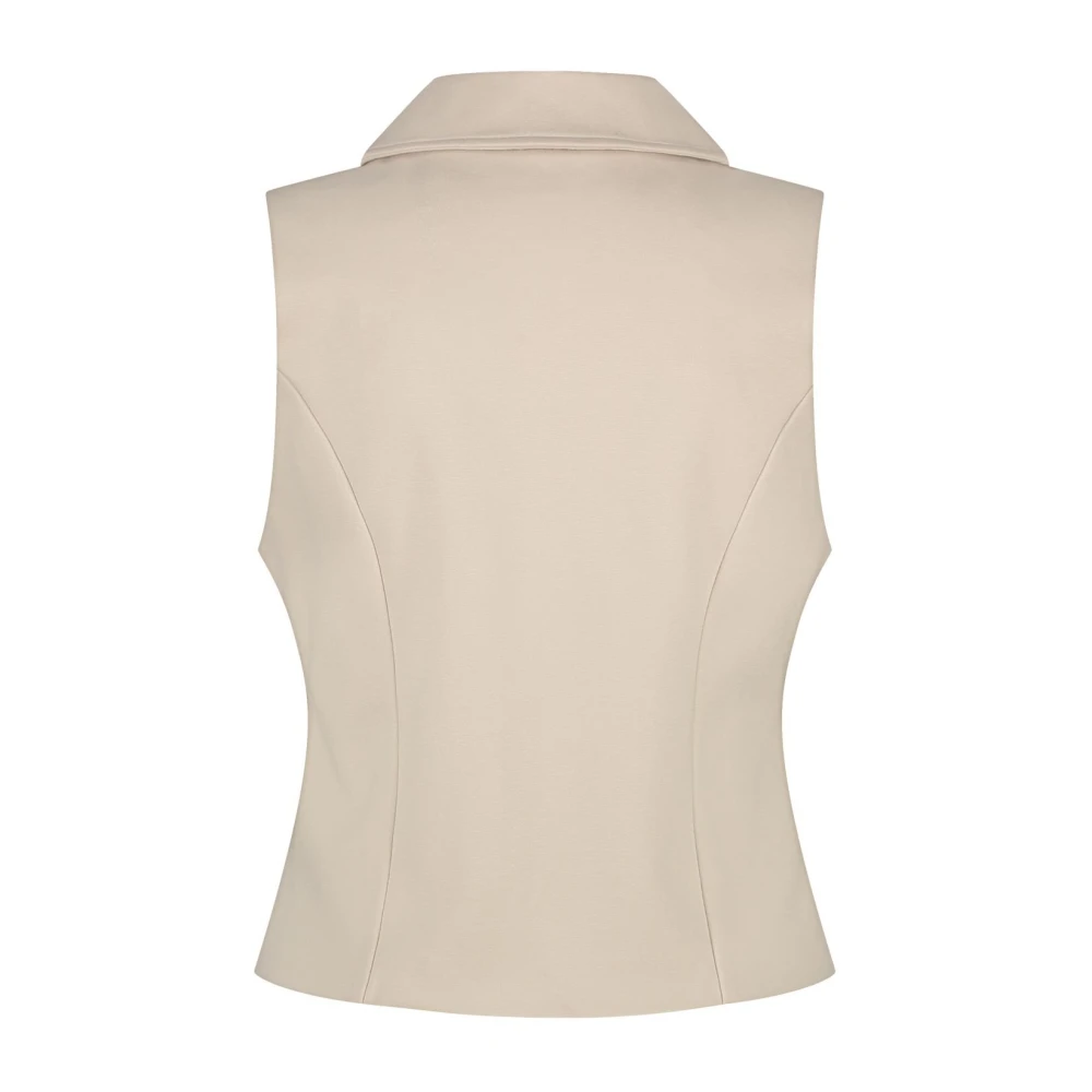 Red Button Ritssluiting Waistcoat in Scuba Stof Beige Dames