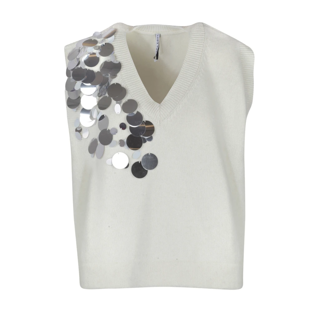 Liviana Conti Kasjmier Pailletvest Beige Dames