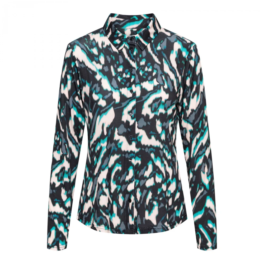 &Co Woman Oversized Hemd mit V-Ausschnitt Multicolor Dames